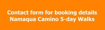 Contact form for booking details Namaqua Camino 5-day Walks